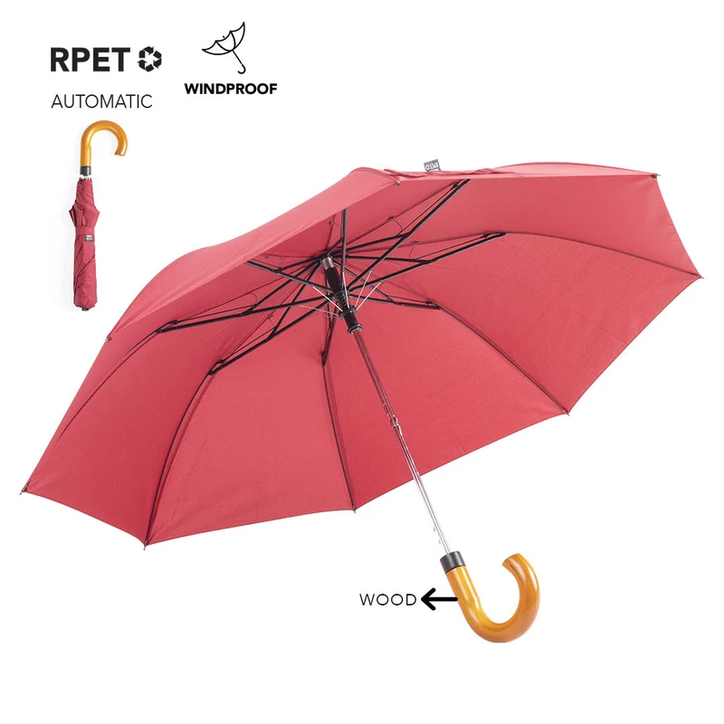 Parapluie pliant 100cm de diamètre poignée en bois BRANIT