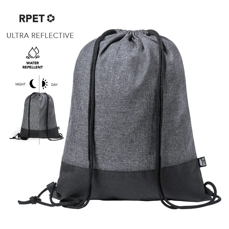Sac à dos à cordelettes réfléchissant en polyester 600d rpet STABBY