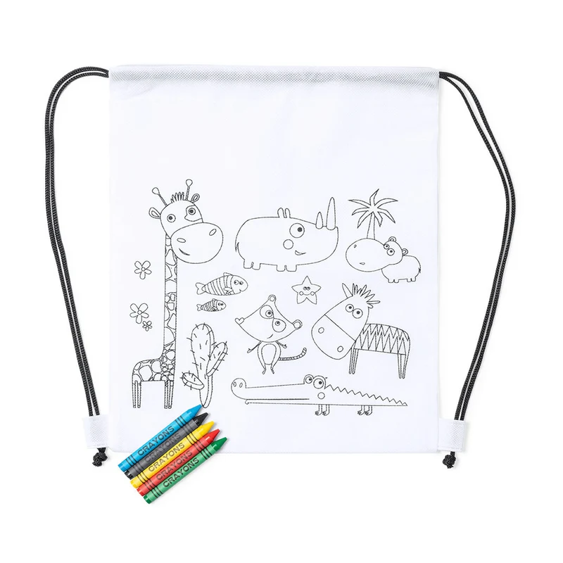Sac à dos blanc en intissé conçu pour le coloriage WIZZY
