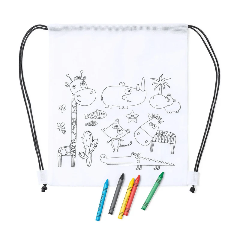 Sac à dos blanc en intissé conçu pour le coloriage WIZZY