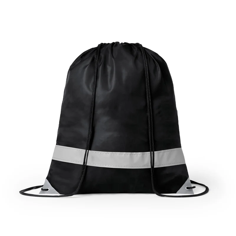 Sac à dos en polyester 190t avec cordes noires fermetures auto et coins renforcés LEMAP