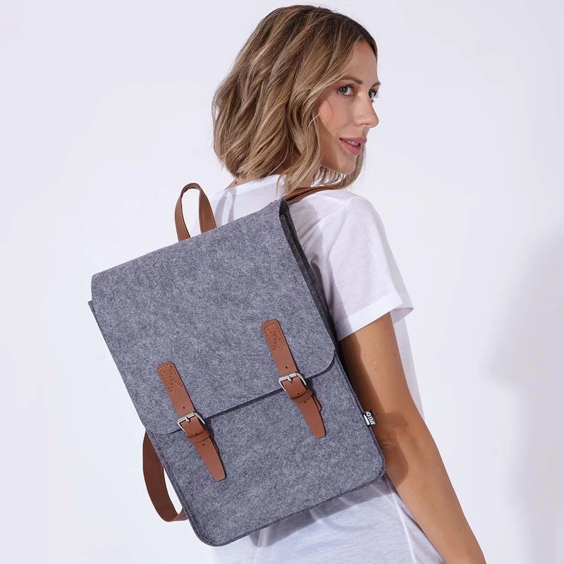 Sac à dos en feutrine rpet et similicuir ZAKIAN