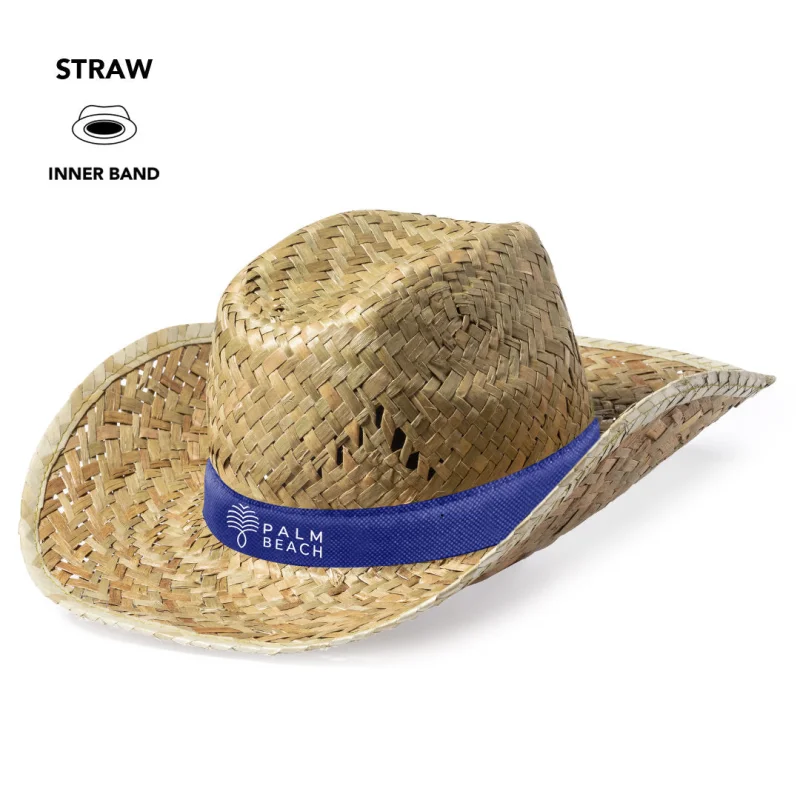 Chapeau en paille couleur verdâtre naturel avec ruban intérieur confortable BULL