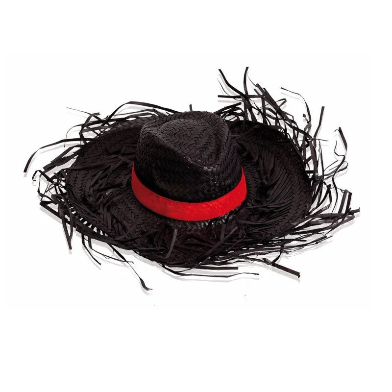 Chapeau de paille blanc à franges avec ruban intérieur FILAGARCHADO