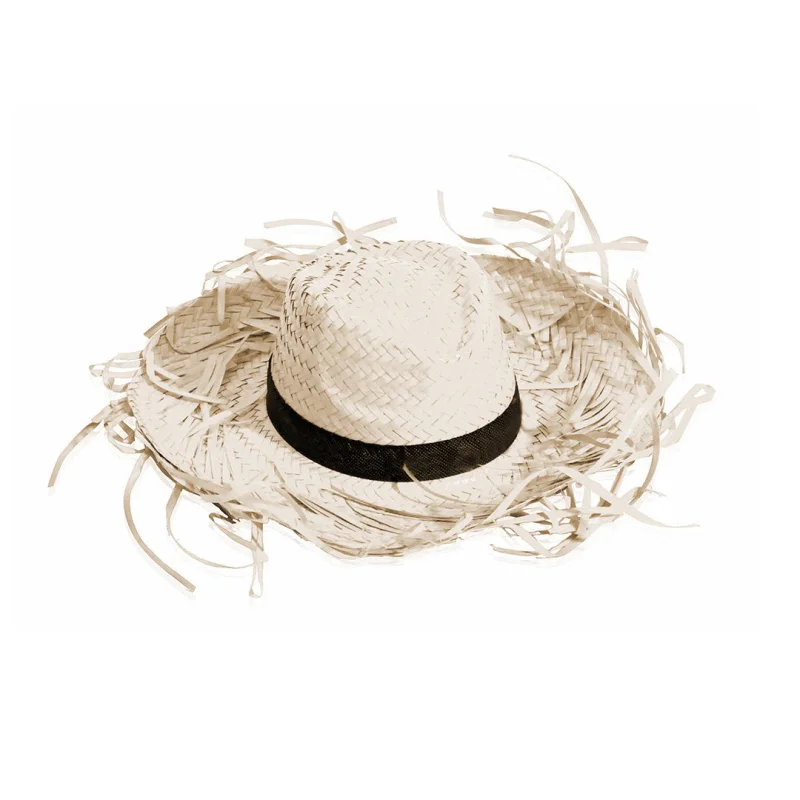 Chapeau de paille blanc à franges avec ruban intérieur FILAGARCHADO