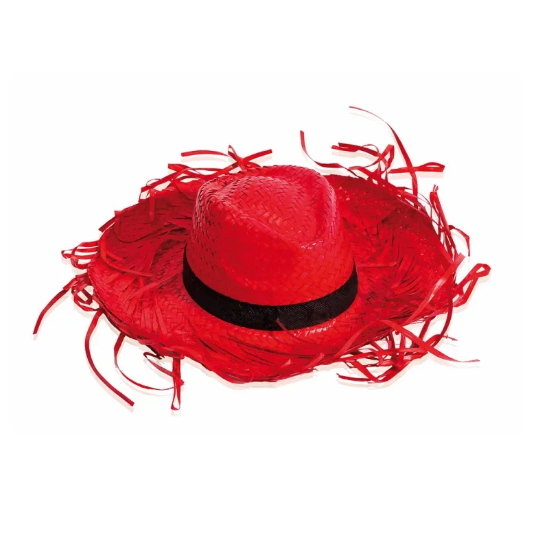 Chapeau de paille blanc à franges avec ruban intérieur FILAGARCHADO