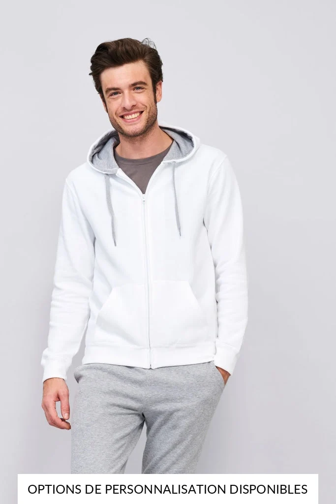 Veste zippée homme bicolore à capuche doublée contrastée SOUL MEN
