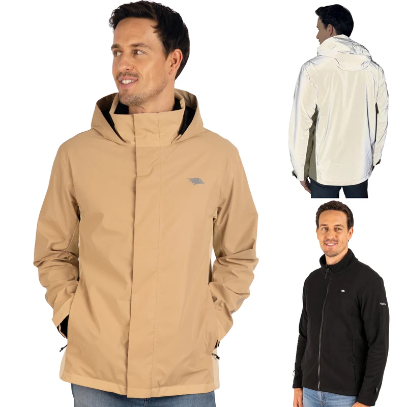 Veste 3 en 1 Smart Jacket - 100 % réfléchissante et imperméable, avec polaire amovible à fermeture éclair - Produit de deuxième choix