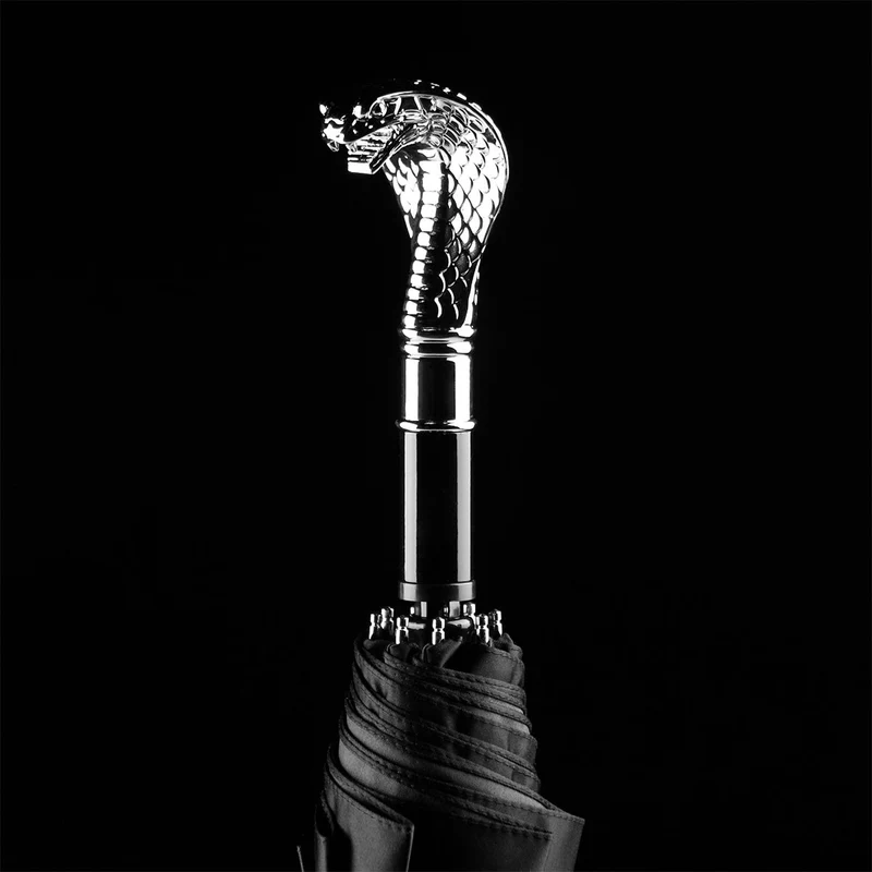 Silver Cobra Head Folding Umbrella