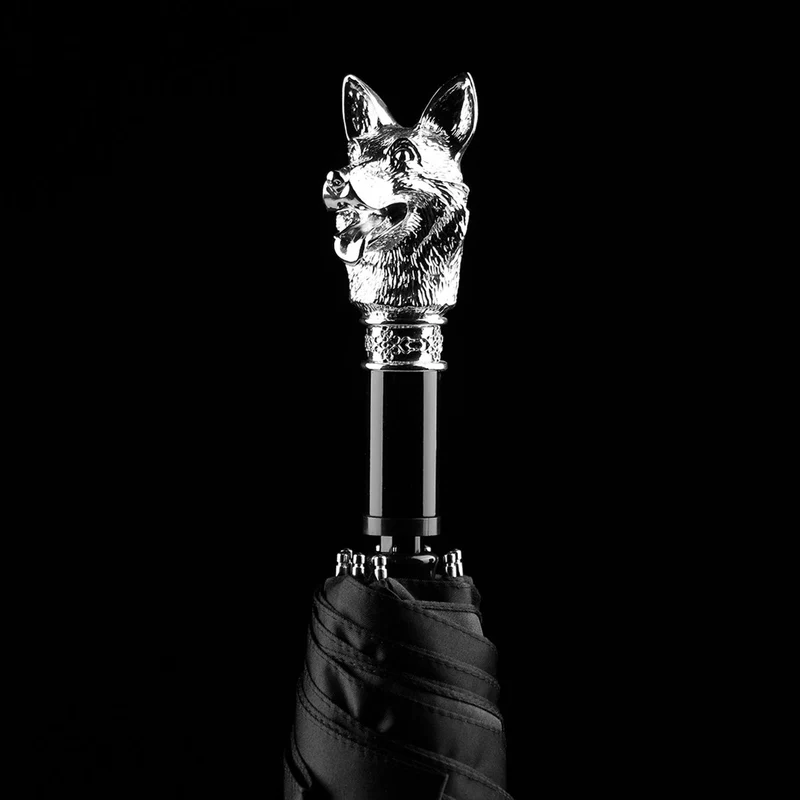Silver Animal Head Folding Umbrella