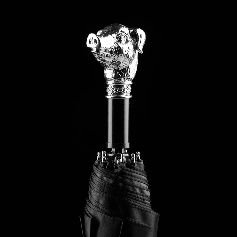 Silver Animal Head Folding Umbrella