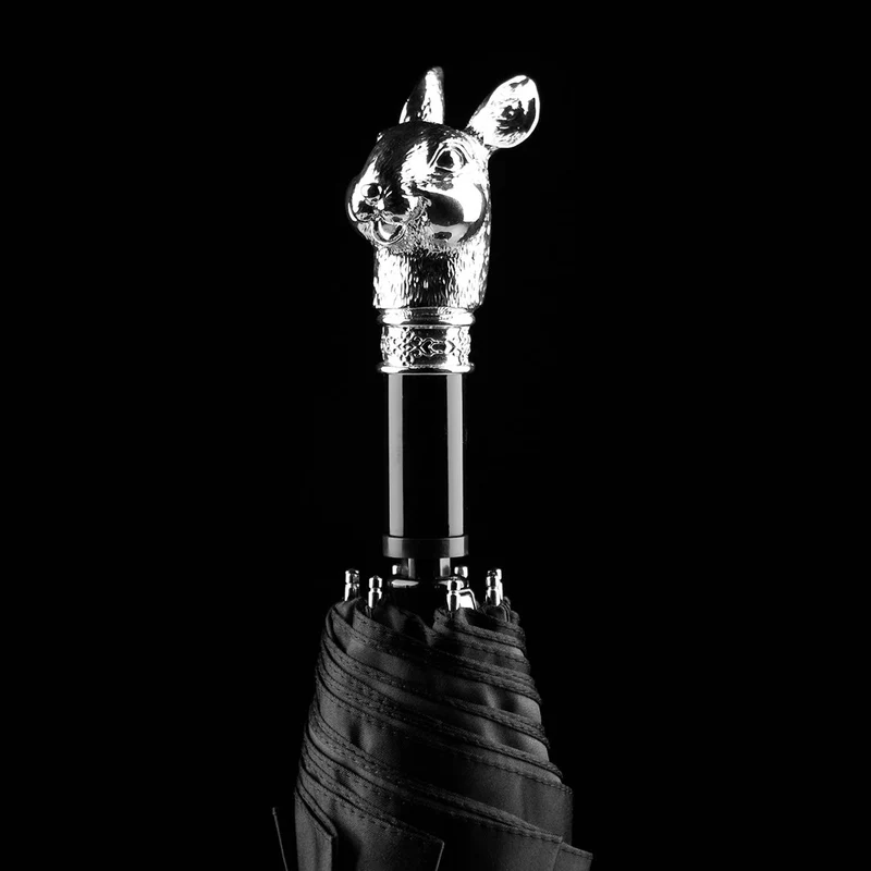 Silver Animal Head Folding Umbrella