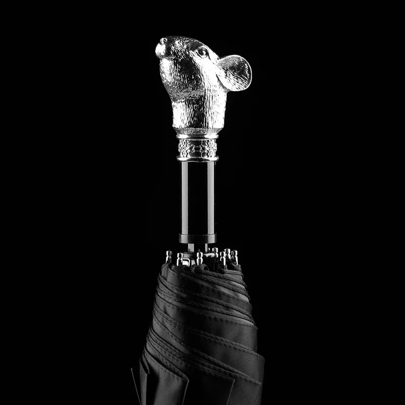 Silver Animal Head Folding Umbrella