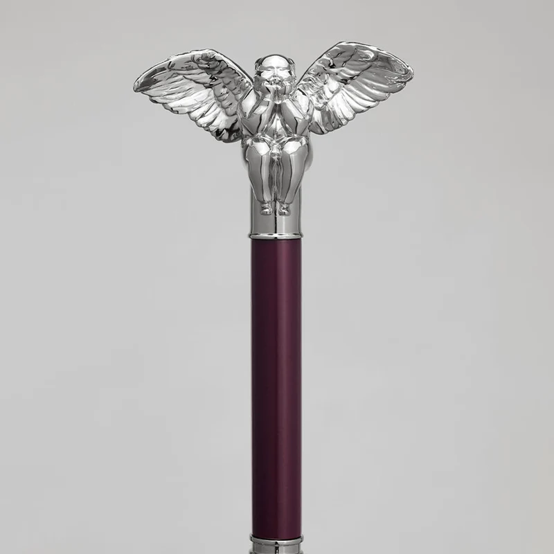 Luxury Burgundy Umbrella with Silver Angel Handle