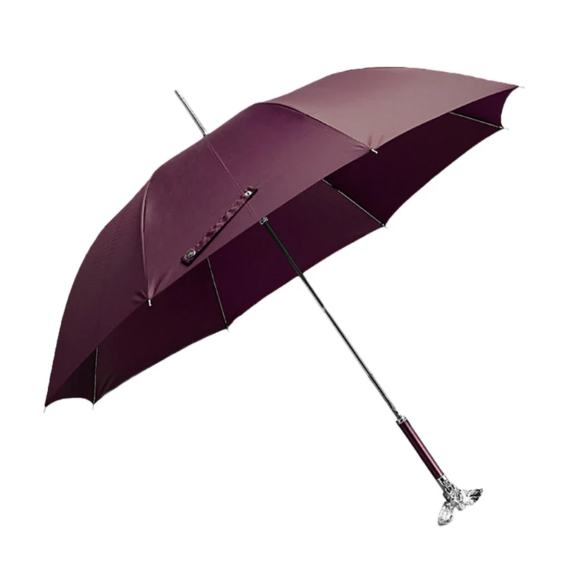 Luxury Burgundy Umbrella with Silver Angel Handle