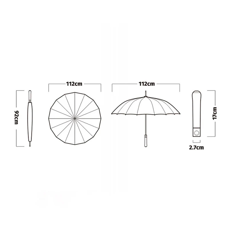 Luxury 16 Rib Wood Handle Umbrella - OL112