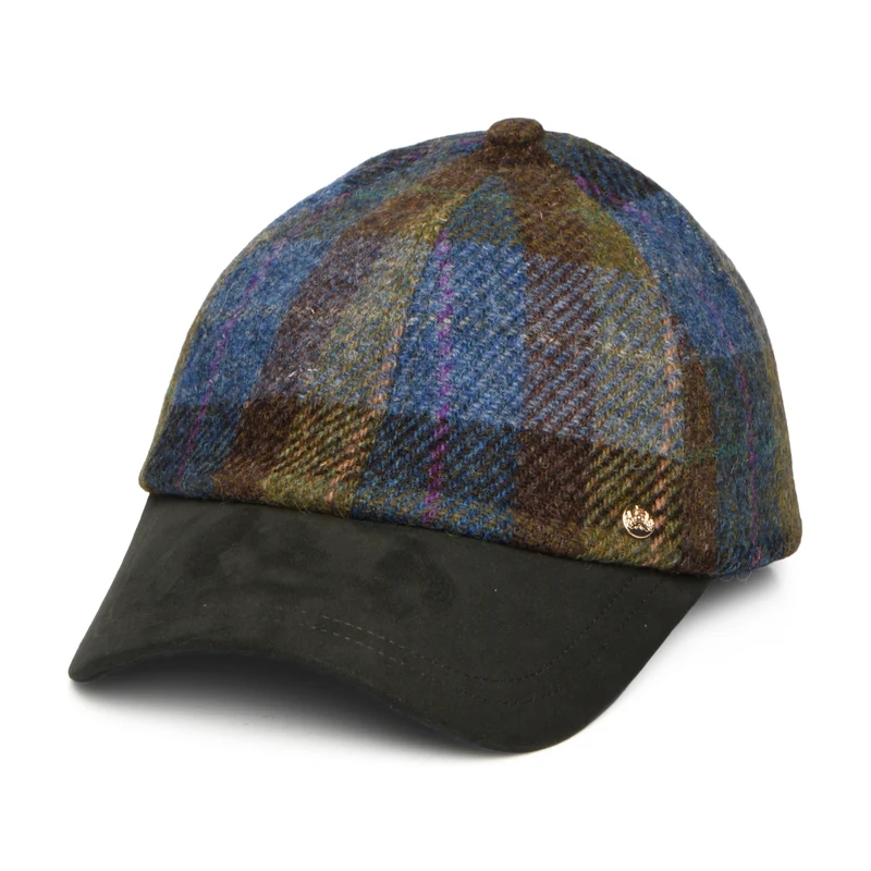 Casquette en HARRIS TWEED mousse-bleu FAILSWORTH