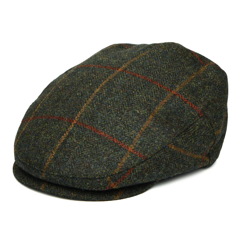 Casquette Plate Imperméable à Carreaux olive-rouge-rouille FAILSWORTH
