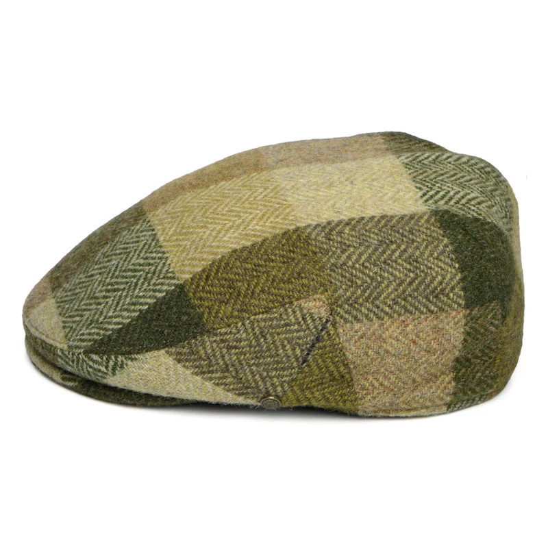 Casquette Plate en HARRIS TWEED Patch Stornoway mousse FAILSWORTH