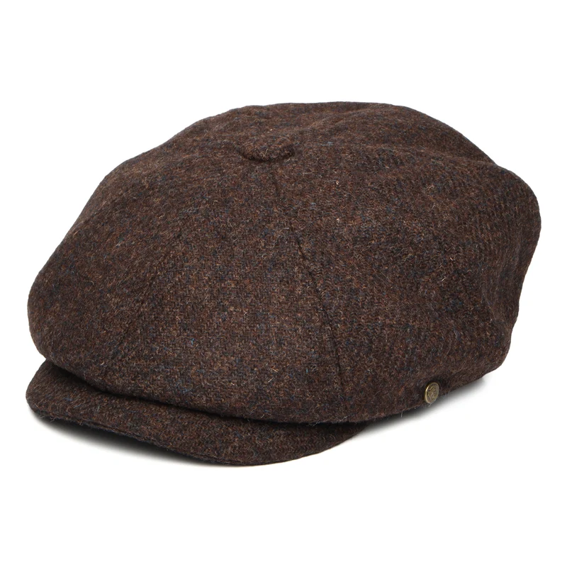 Casquette Gavroche en HARRIS TWEED Carloway marron FAILSWORTH