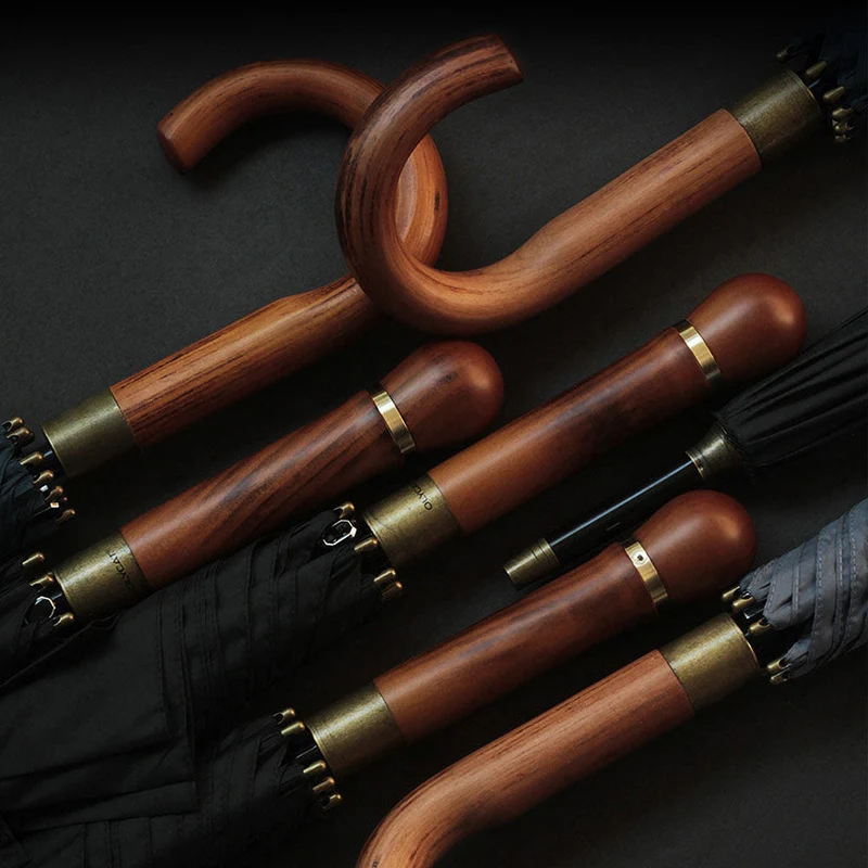 Luxury Wooden Handle Rain Umbrella - OL114
