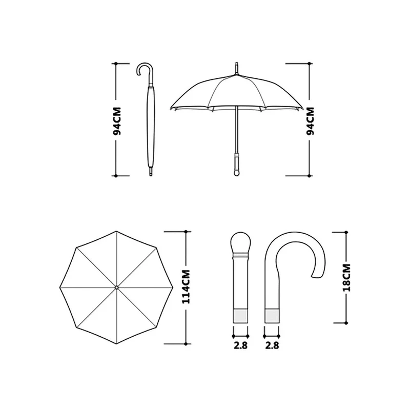 Luxury Wooden Handle Rain Umbrella - OL114
