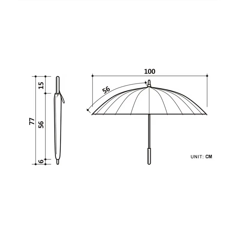 24 Rib Wooden Handle Umbrella - OL100