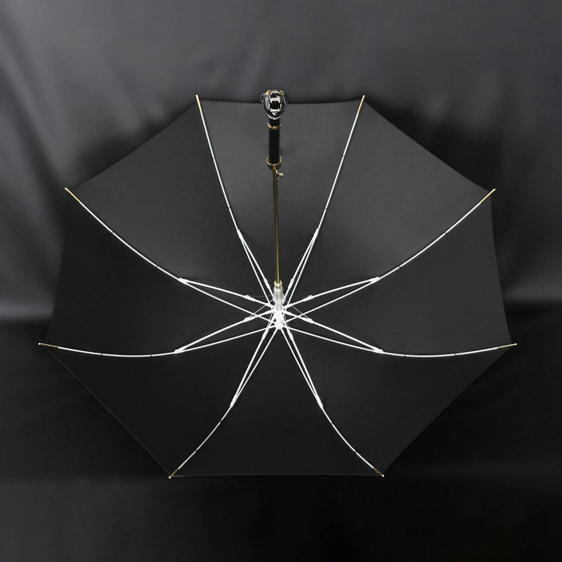 Elegant Black Umbrella with Gold Accents - Panther