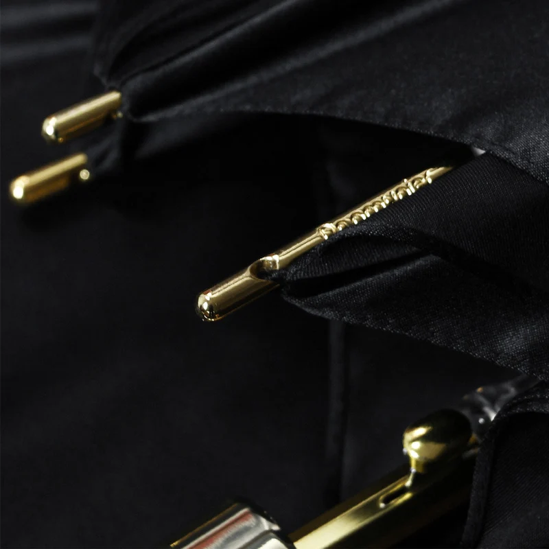 Elegant Black Umbrella with Gold Accents - Panther