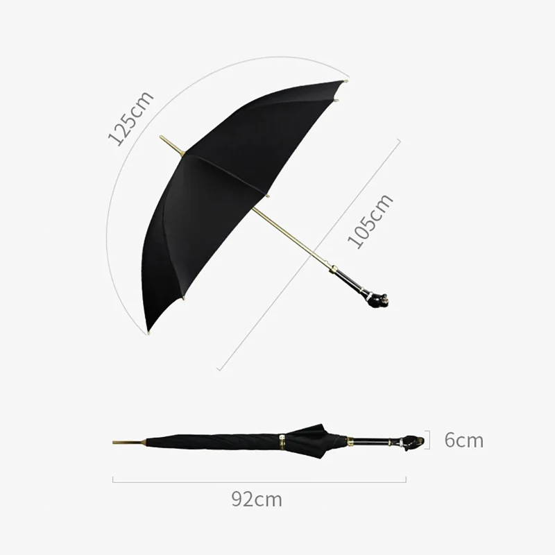 Elegant Black Umbrella with Gold Accents - Panther
