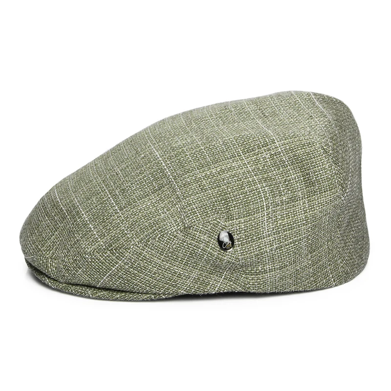 Casquette Plate en Lin et Coton Texturé olive-naturel CITY SPORT