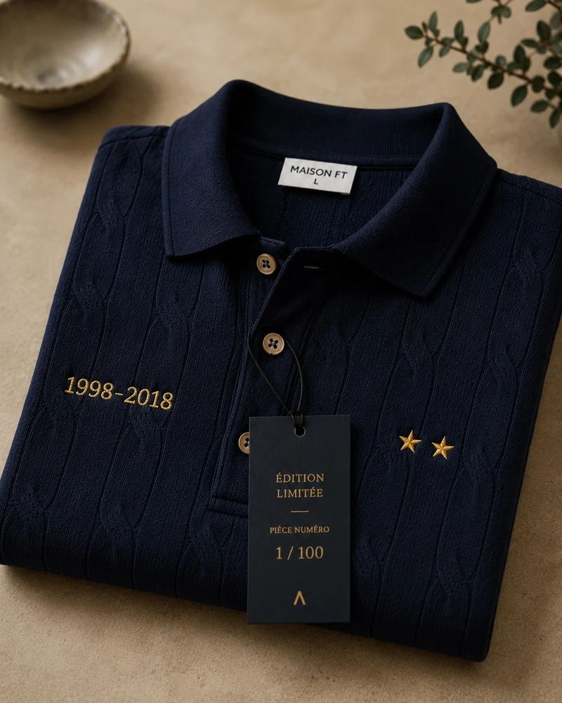POLO TRICOT MARCEL BLEU | COTON BIO