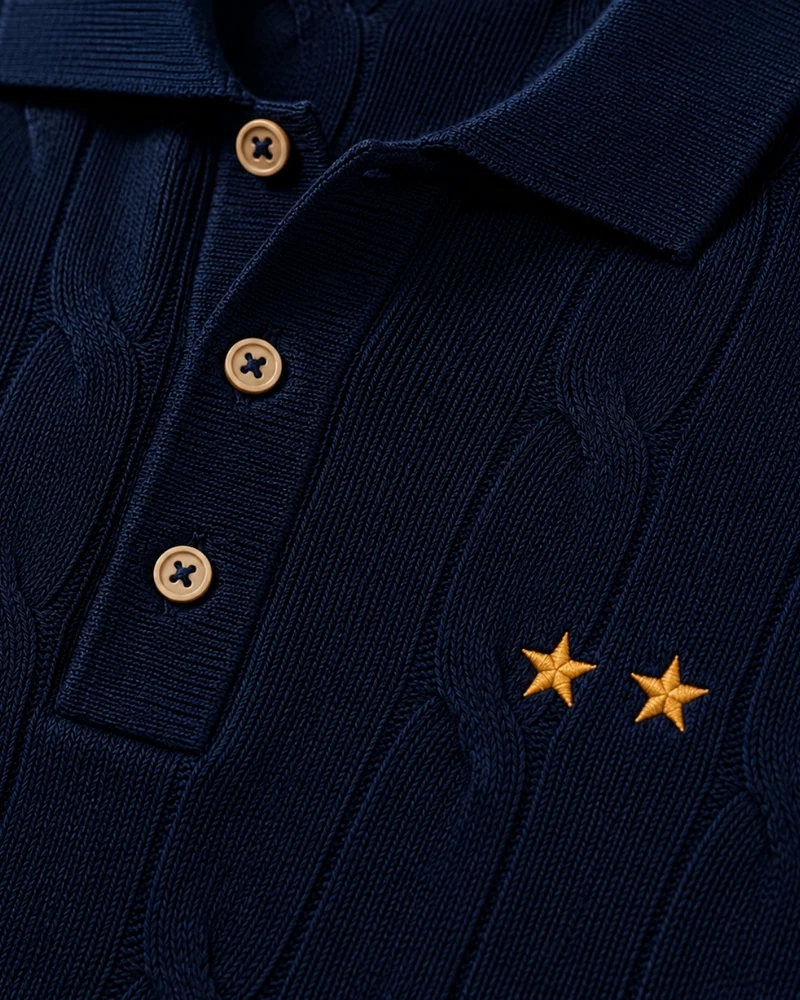 POLO TRICOT MARCEL BLEU | COTON BIO