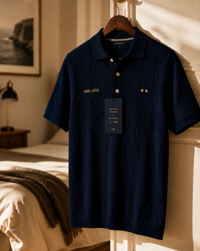 POLO TRICOT MARCEL BLEU | COTON BIO