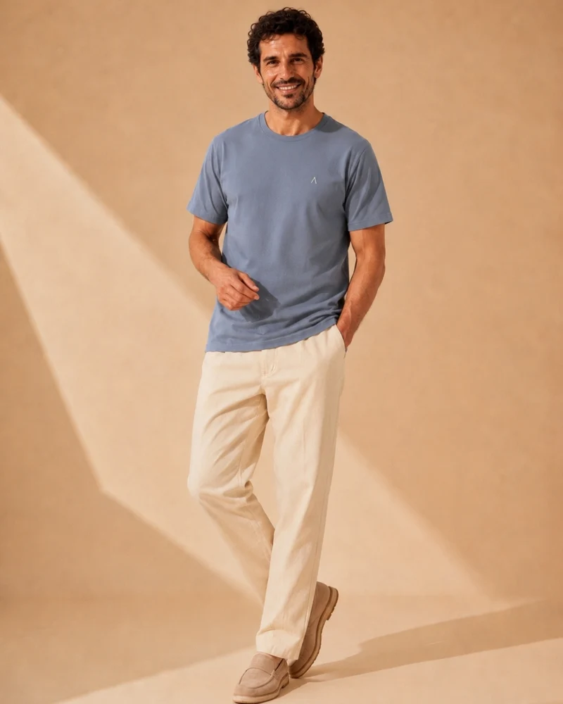 T-SHIRT BLEU GRIS SIMPLE | COTON BIO