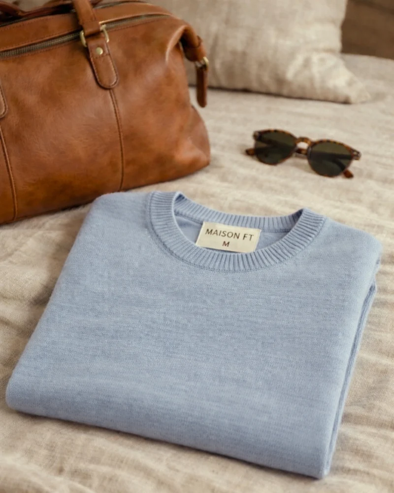 PULL GEORGES | BLEU CIEL | 100% COTON BIO