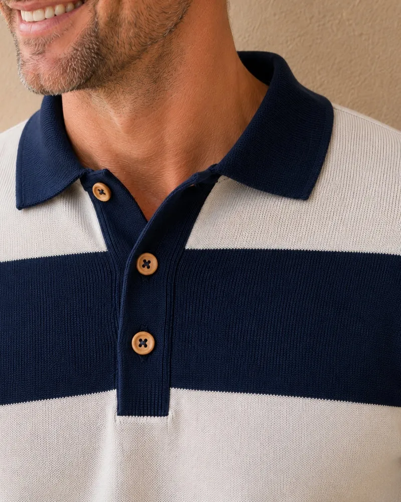 PULL RENÉ | BLEU MARINE RAYÉ BLANC | COTON BIO