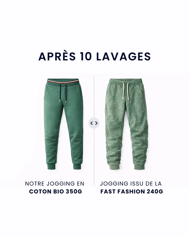 JOGGING ARSENE VERT | COTON BIO | COUPE AJUSTÉE