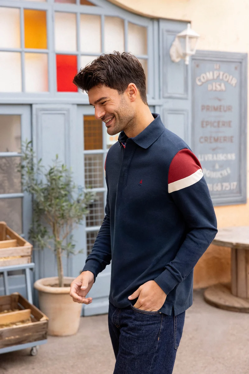 POLO MANCHE LONGUE MARINE | MAURICE | COTON BIO
