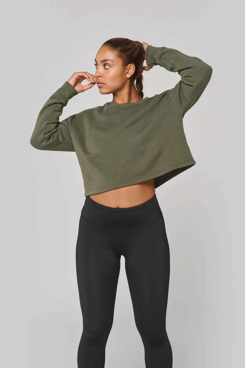PA395 - Sweat-shirt crop col rond femme