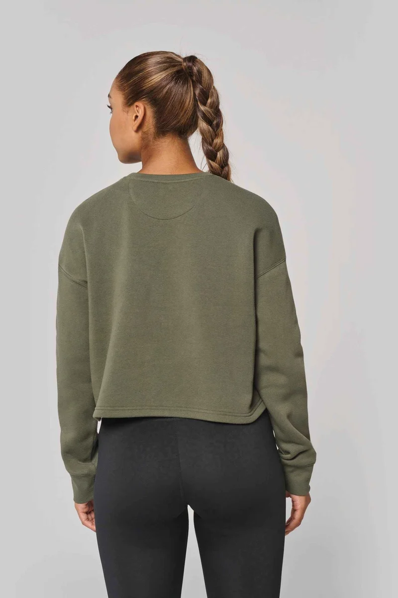 PA395 - Sweat-shirt crop col rond femme