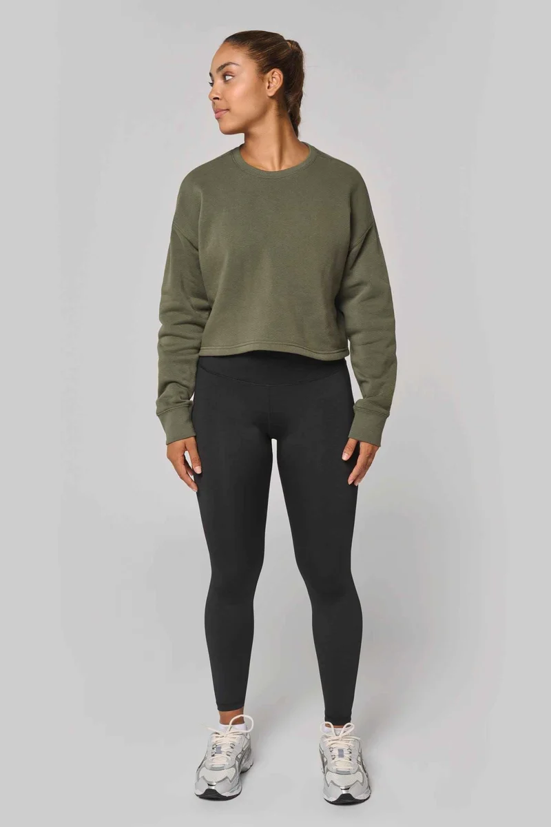 PA395 - Sweat-shirt crop col rond femme