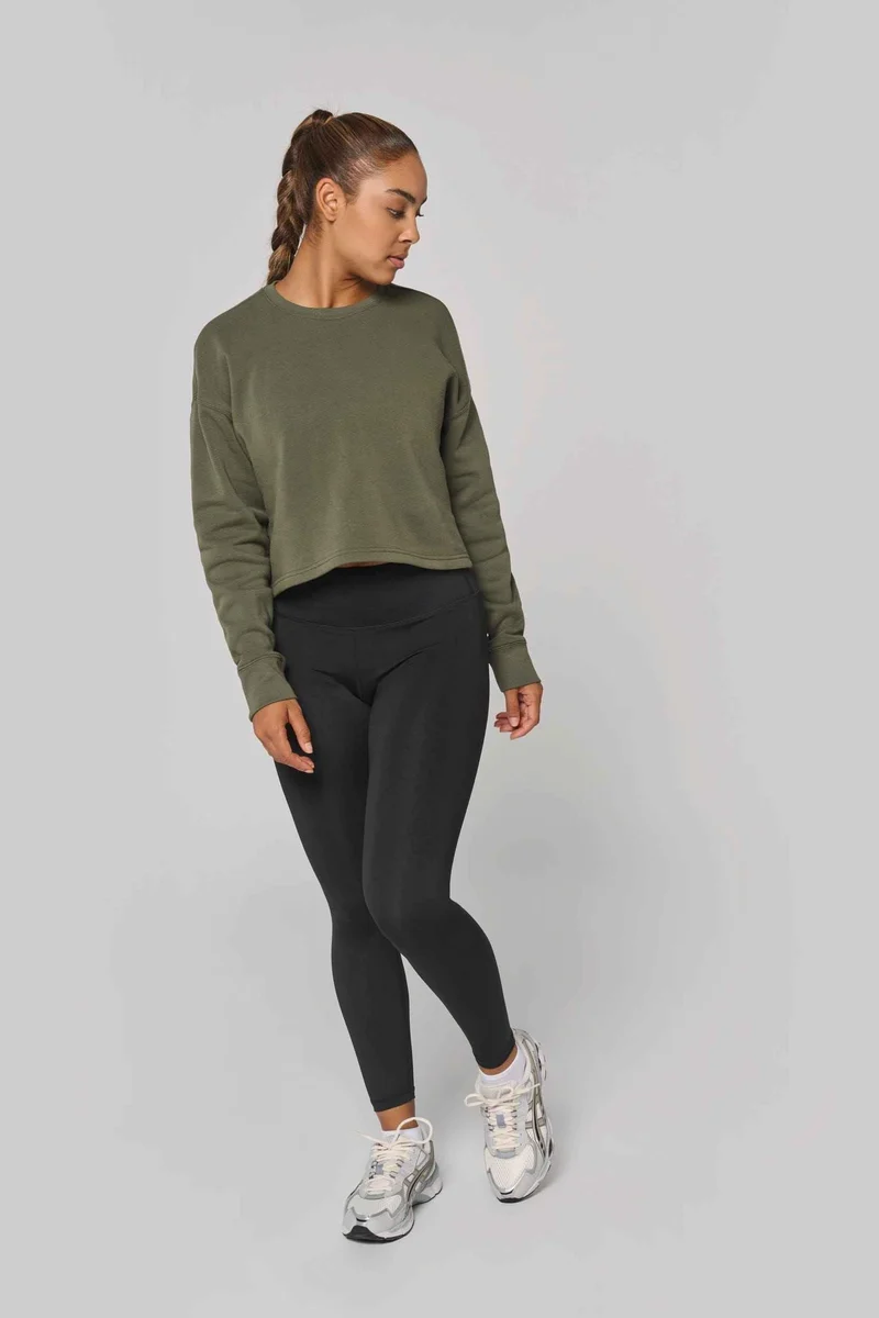PA395 - Sweat-shirt crop col rond femme