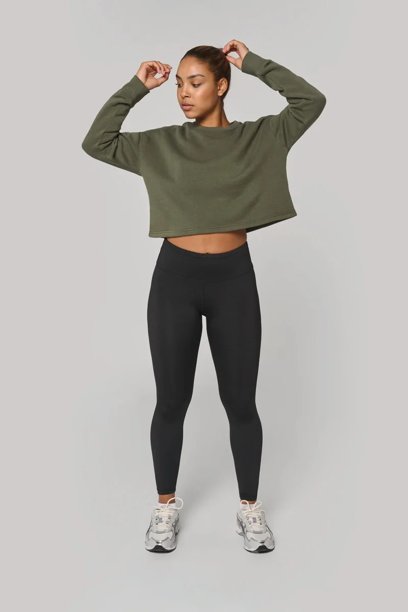 PA395 - Sweat-shirt crop col rond femme