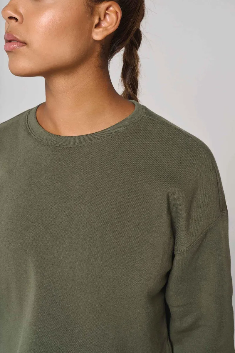 PA395 - Sweat-shirt crop col rond femme