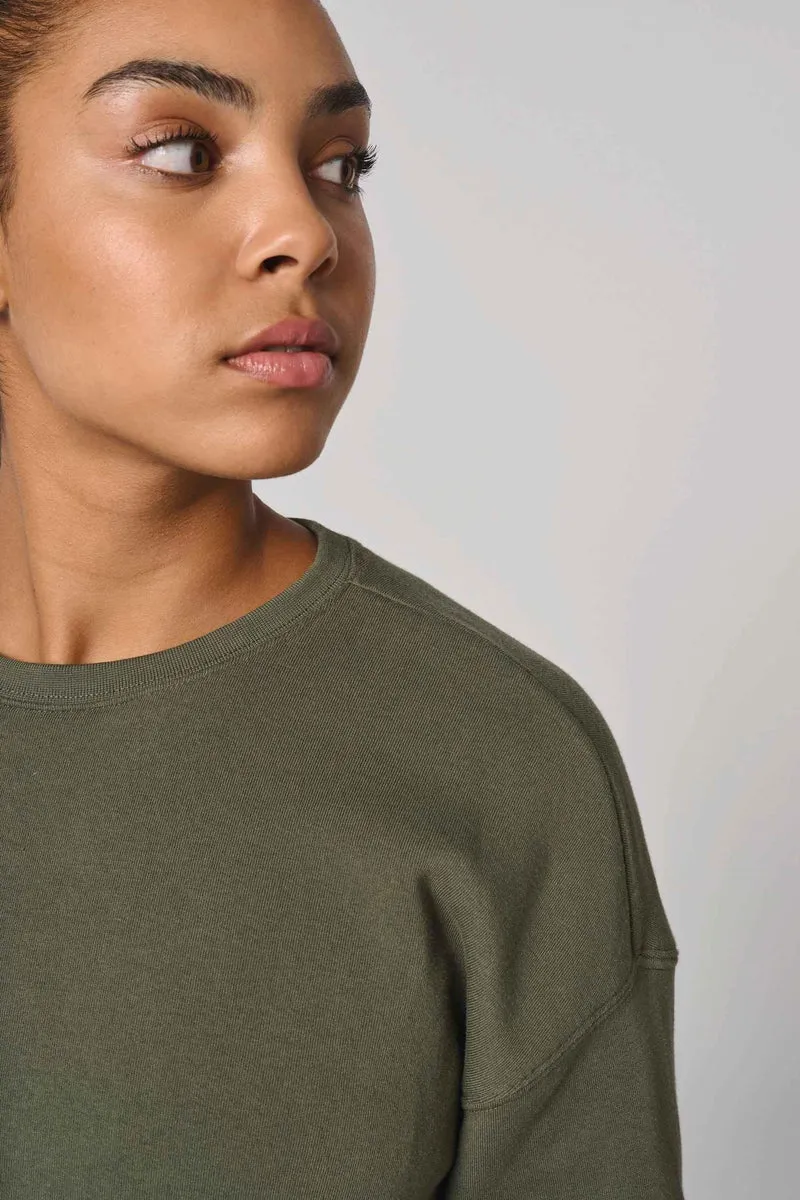 PA395 - Sweat-shirt crop col rond femme