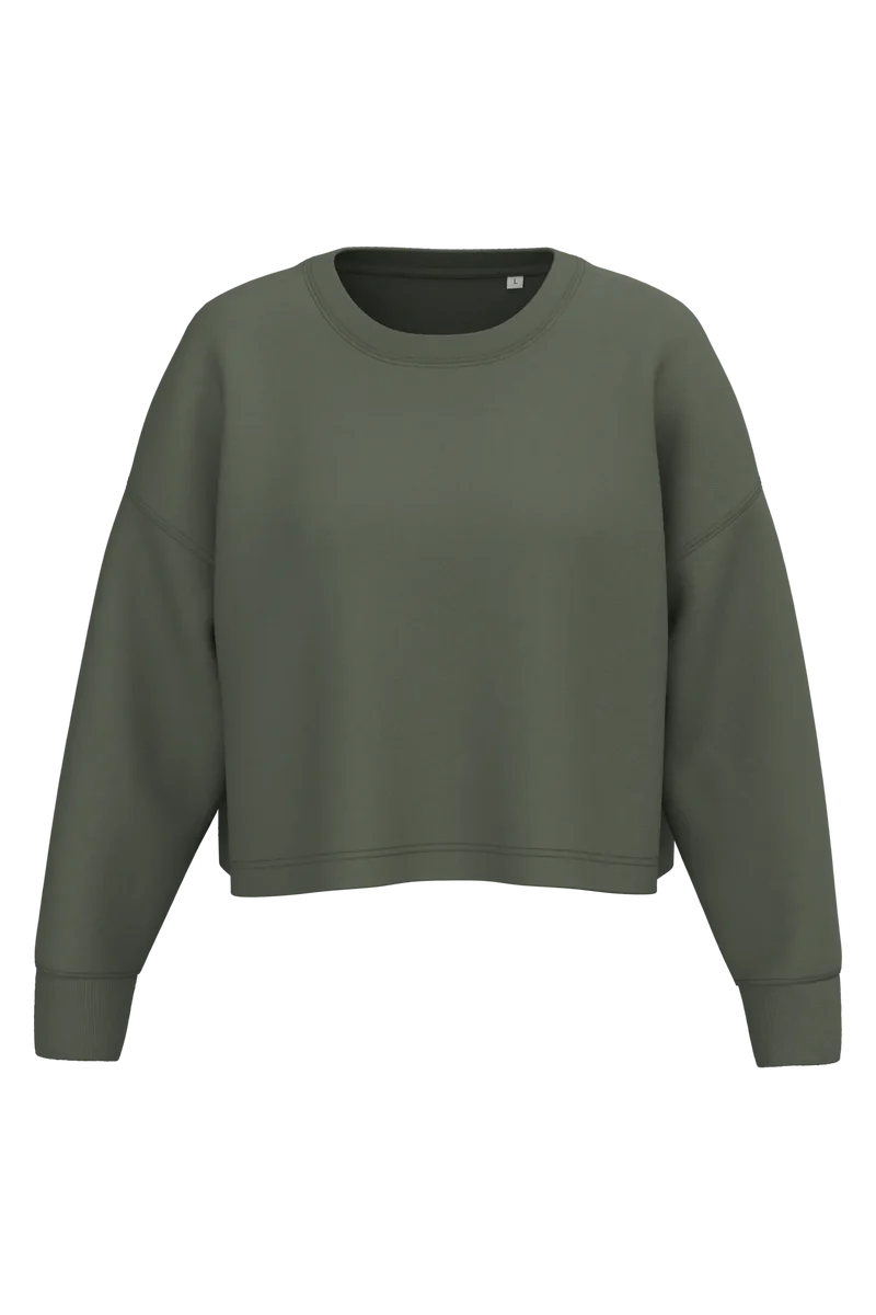 PA395 - Sweat-shirt crop col rond femme