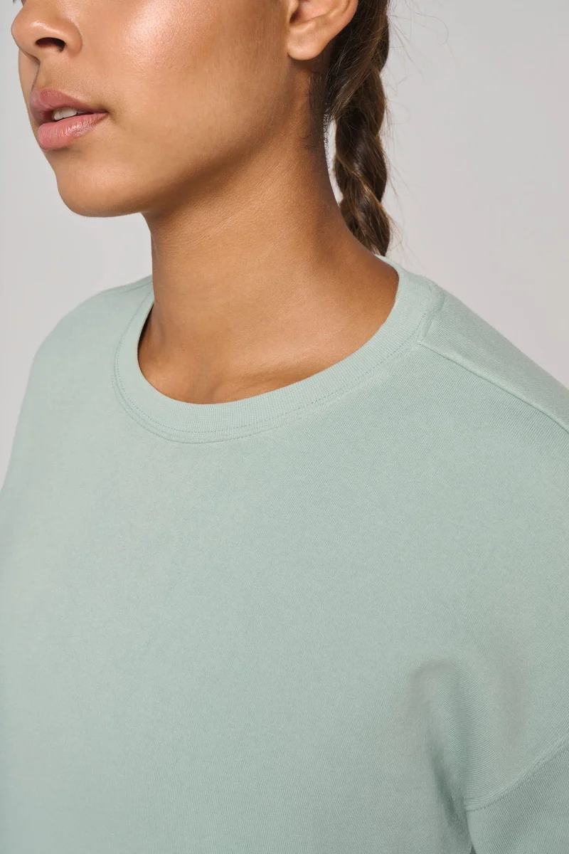 PA394 - Sweat-shirt crop à manches courtes col rond femme