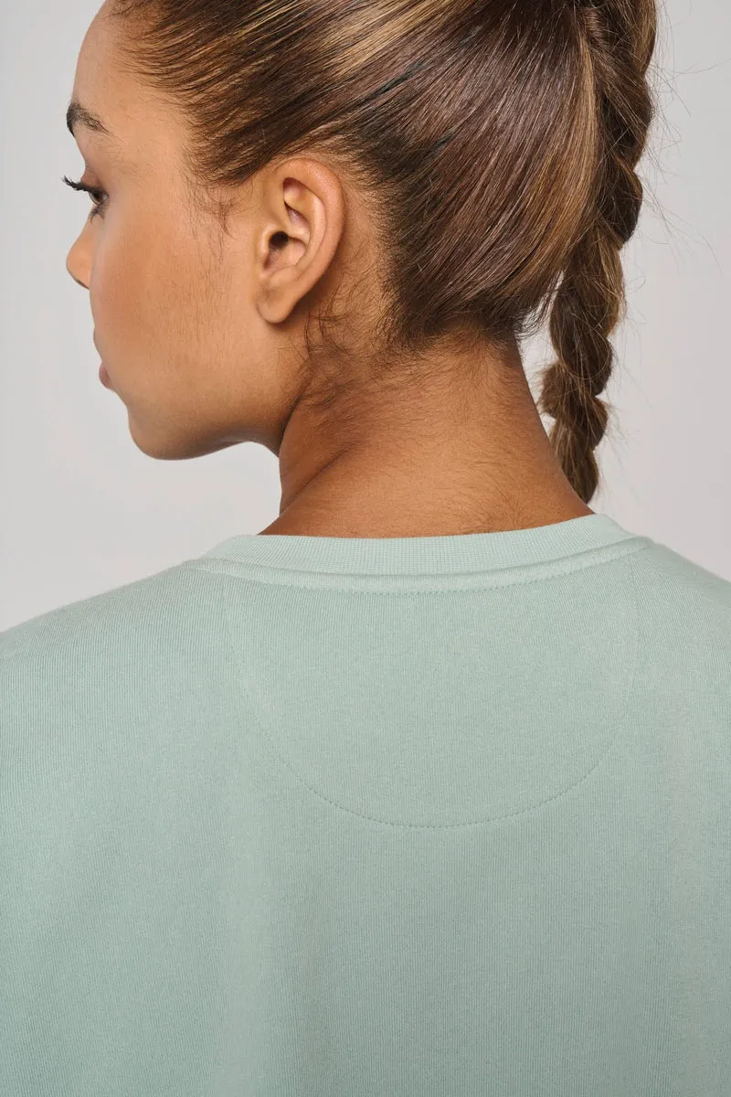 PA394 - Sweat-shirt crop à manches courtes col rond femme