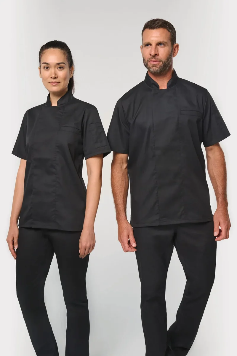 WK501 - Veste de cuisine écoresponsable et respirante manches courtes unisexe